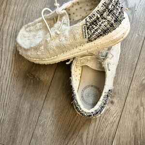 Hey Dude Cream and Black Sneakers Casual Comfort